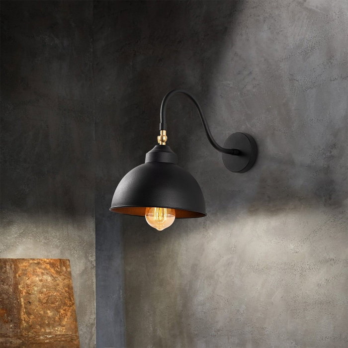 Opviq Lámpara de pared industrial en negro